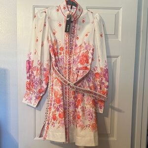 Beulah Floral Midi Dress in Pink and Orange